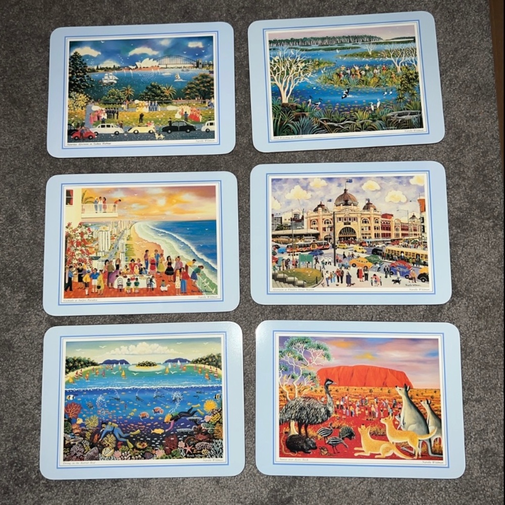 Set of Six Jason Corkback Placemats Australian Points of Interest